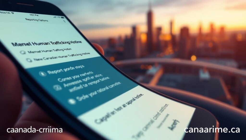 Canadian Human Trafficking Hotline reporting options