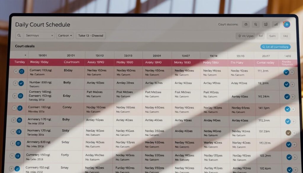 daily court schedules interface