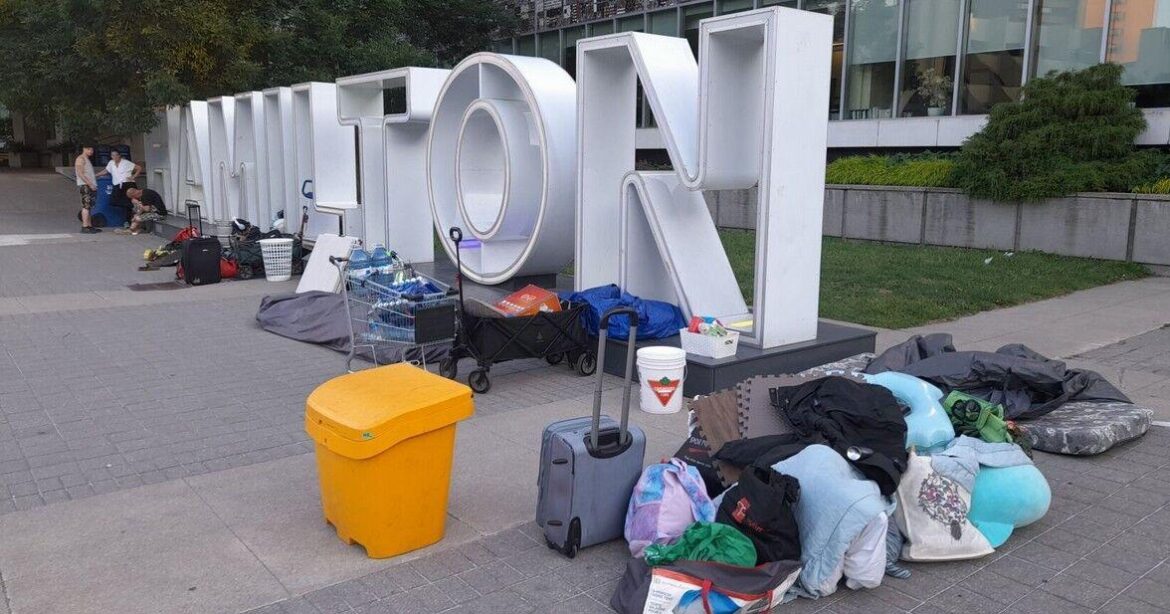 homeless encampment hamilton city hall