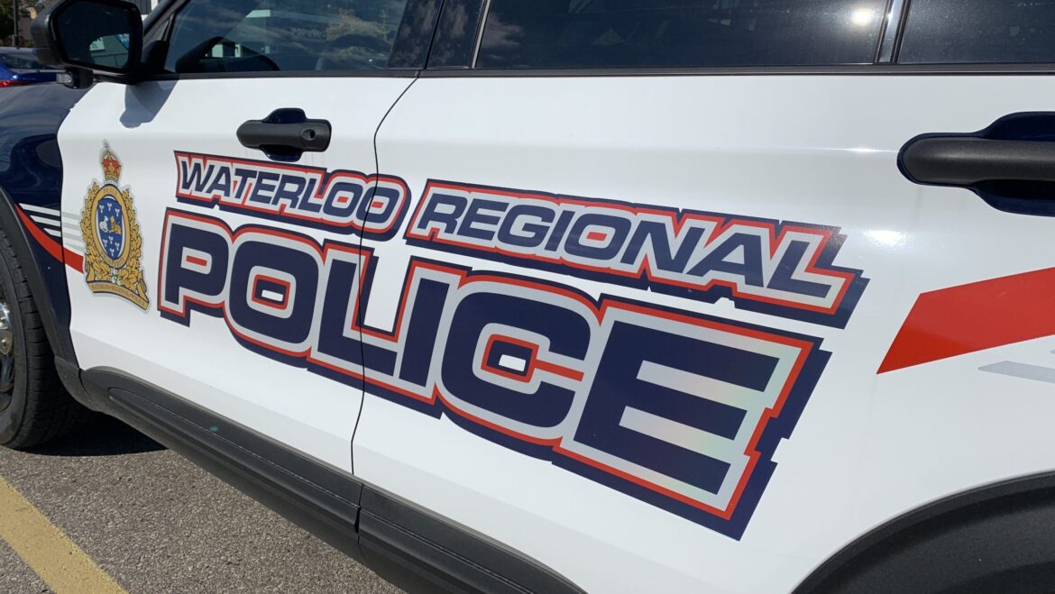 Waterloo Regional Police Service vehicle with 'Waterloo Regional Police' lettering in Cambridge, Ontario